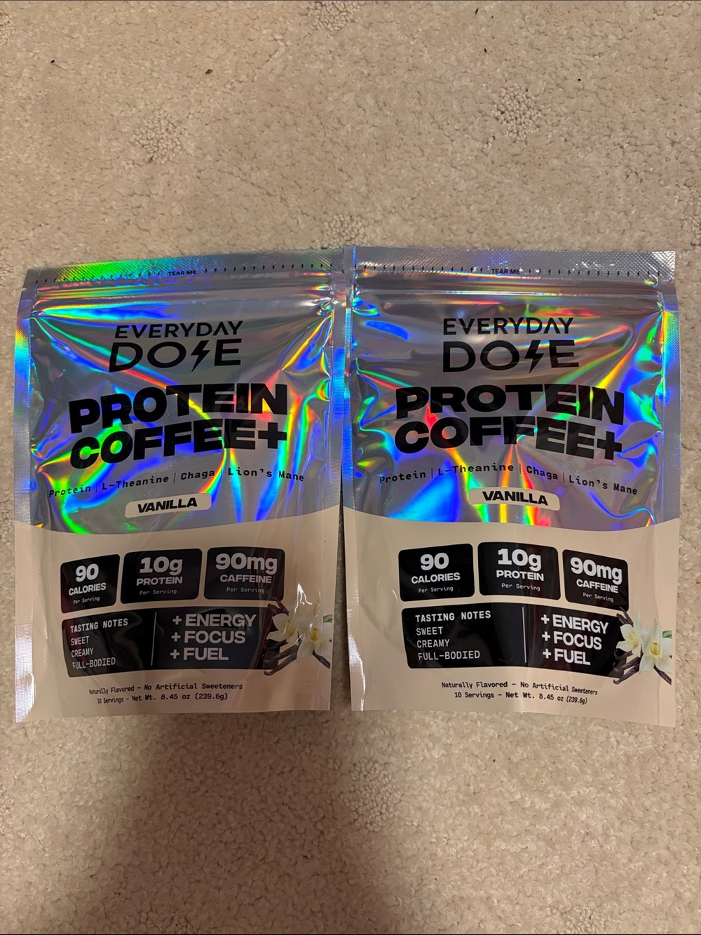 Brand New 2 Bags of Everyday Dose Protein Coffee - Vanilla Energy Focus Fuel